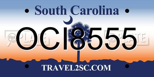 OCI8555 South Carolina License Plate