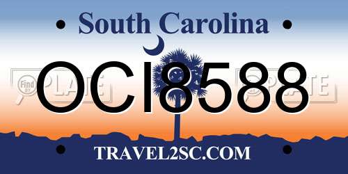 OCI8588 South Carolina License Plate