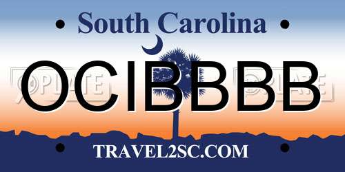 OCIBBBB South Carolina License Plate
