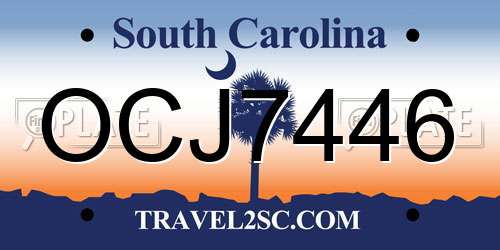 OCJ7446 South Carolina License Plate
