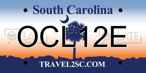 OCL12E South Carolina License Plate