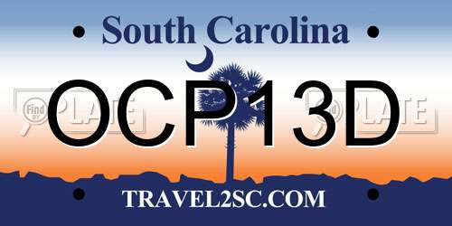 OCP13D South Carolina License Plate