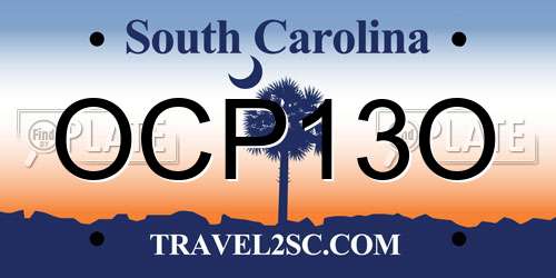 OCP13O South Carolina License Plate