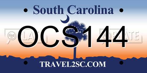 OCS144 South Carolina License Plate