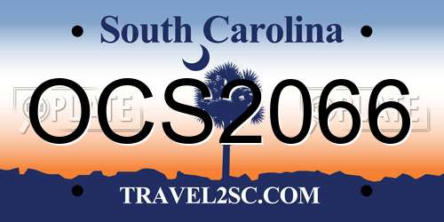 OCS2066 South Carolina License Plate