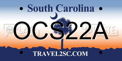 OCS22A South Carolina License Plate