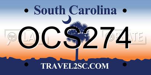 OCS274 South Carolina License Plate