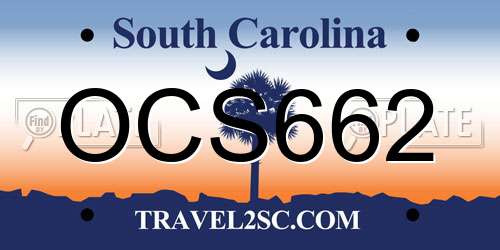 OCS662 South Carolina License Plate