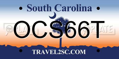 OCS66T South Carolina License Plate