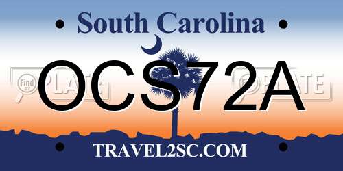 OCS72A South Carolina License Plate