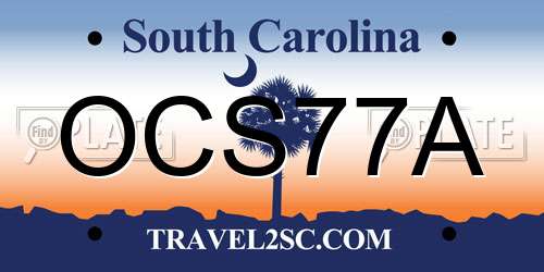 OCS77A South Carolina License Plate