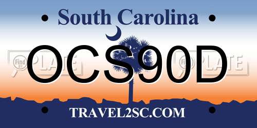 OCS90D South Carolina License Plate