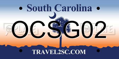 OCSG02 South Carolina License Plate