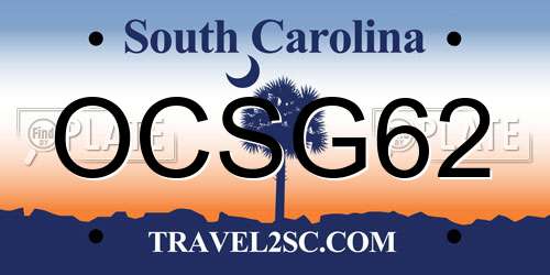 OCSG62 South Carolina License Plate