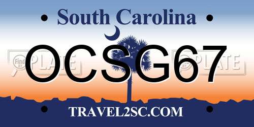 OCSG67 South Carolina License Plate