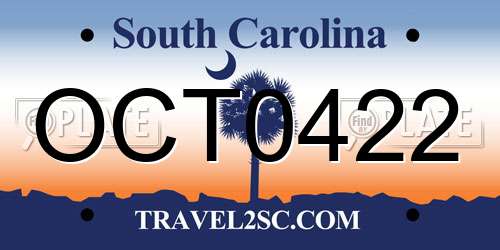 OCT0422 South Carolina License Plate