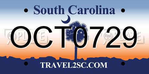 OCT0729 South Carolina License Plate