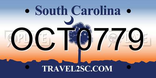 OCT0779 South Carolina License Plate