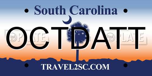 OCTDATT South Carolina License Plate