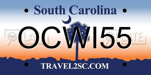 OCWI55 South Carolina License Plate