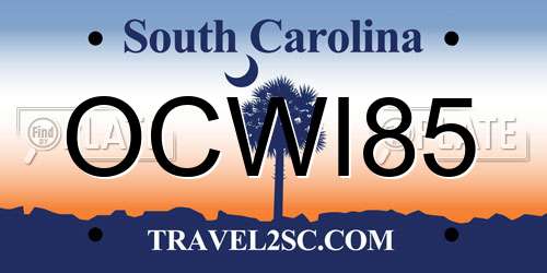 OCWI85 South Carolina License Plate