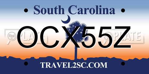 OCX55Z South Carolina License Plate
