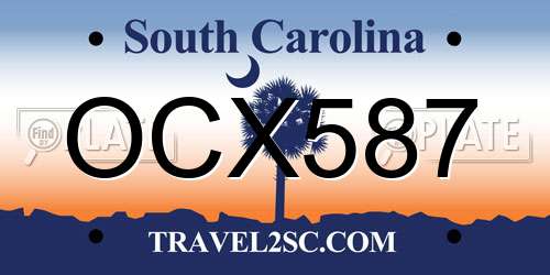 OCX587 South Carolina License Plate