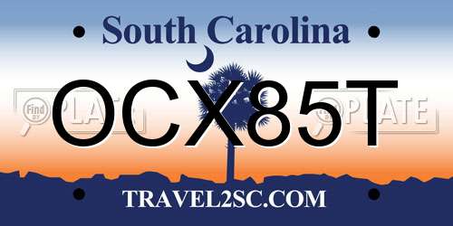 OCX85T South Carolina License Plate