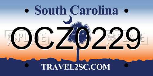 OCZ0229 South Carolina License Plate