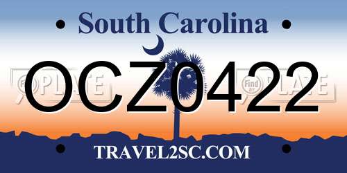 OCZ0422 South Carolina License Plate