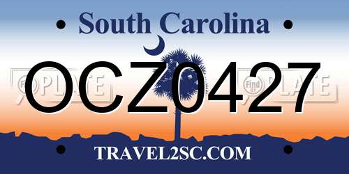 OCZ0427 South Carolina License Plate