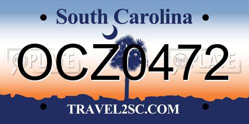 OCZ0472 South Carolina License Plate