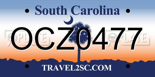 OCZ0477 South Carolina License Plate