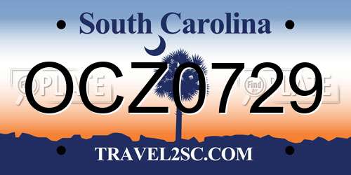 OCZ0729 South Carolina License Plate