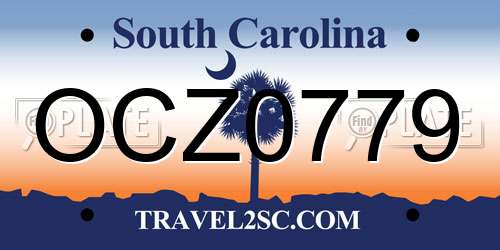 OCZ0779 South Carolina License Plate