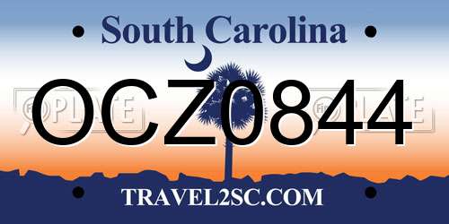 OCZ0844 South Carolina License Plate