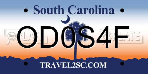 OD0S4F South Carolina License Plate
