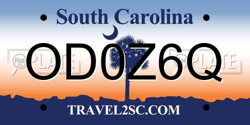 OD0Z6Q South Carolina License Plate