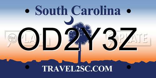 OD2Y3Z South Carolina License Plate