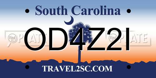 OD4Z2I South Carolina License Plate