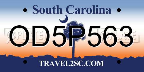 OD5P563 South Carolina License Plate