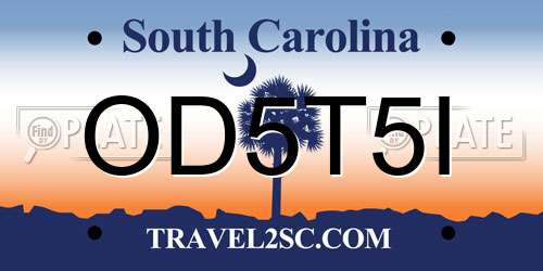 OD5T5I South Carolina License Plate