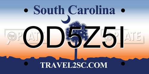 OD5Z5I South Carolina License Plate