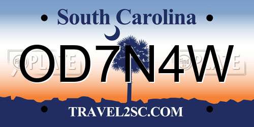 OD7N4W South Carolina License Plate