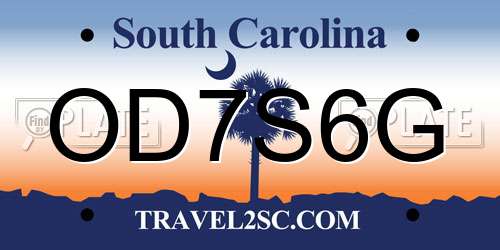 OD7S6G South Carolina License Plate