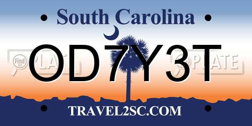 OD7Y3T South Carolina License Plate