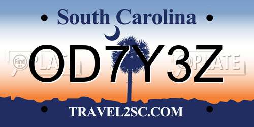 OD7Y3Z South Carolina License Plate