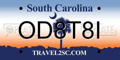 OD8T8I South Carolina License Plate