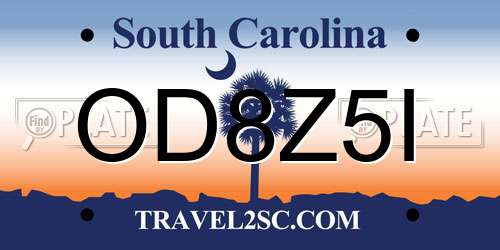 OD8Z5I South Carolina License Plate
