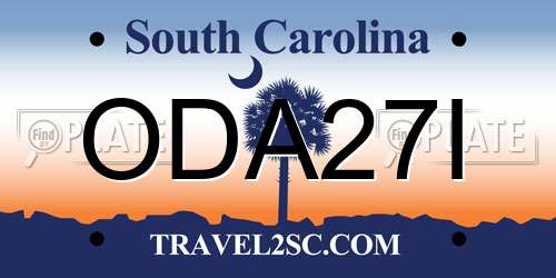 ODA27I South Carolina License Plate